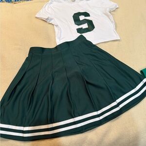 Green MSU Mini Skater Skirt with 3 tops!